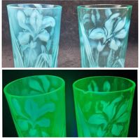 Rar! 2x Uranglas Jugendstil Glas Türkis  Blumen Bayern - Peißenberg Vorschau