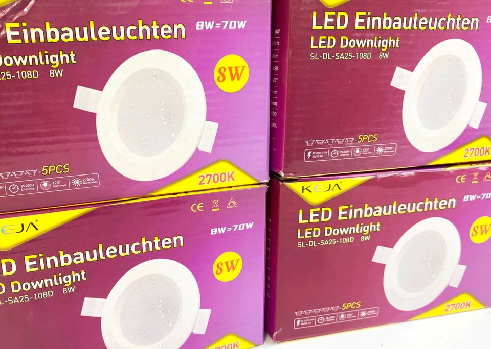 500 Stk. KEJA LED Einbauleuchten Spots 8 Watt, Kleinhandel Restposten in Tanna