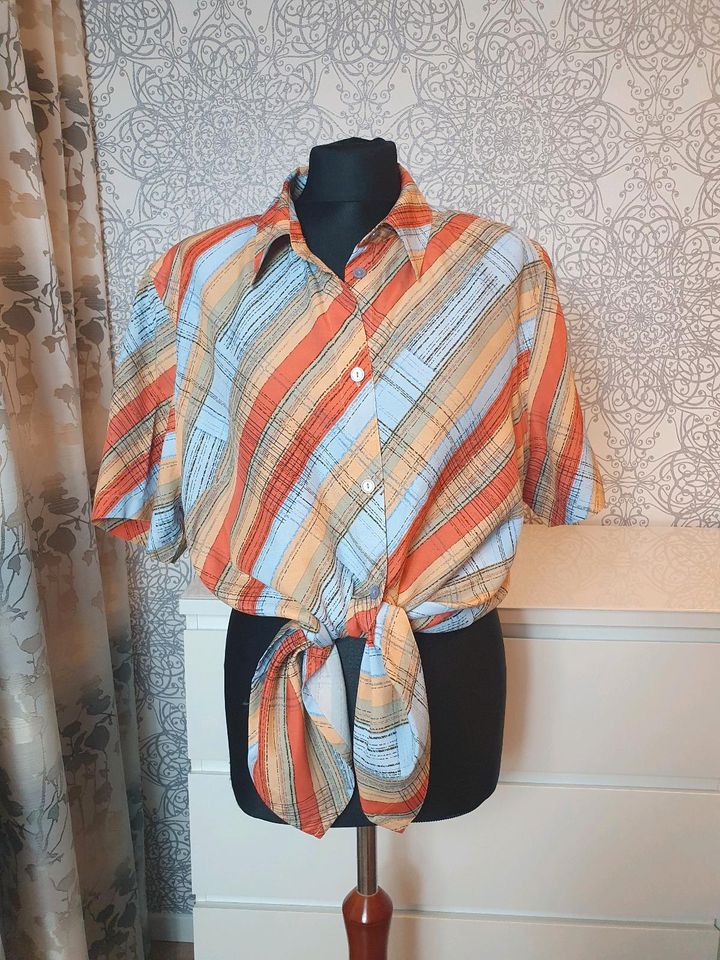 Vintage long Bluse Hemd Tunika Shirt 44 retro Muster in Leegebruch