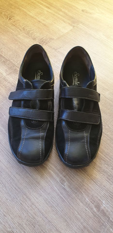 Semler Loafer Sneaker Leder Klettverschluss Gr. 41 schwarz in Ratingen