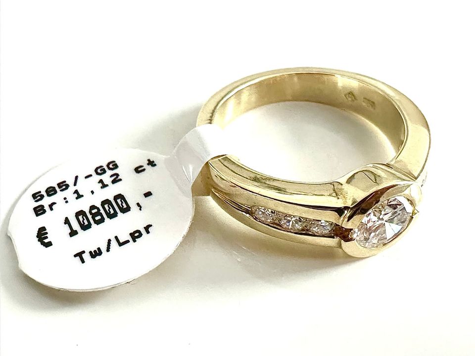 Ring 585/- Gold Handarbeit mit 1,12 ct Brillanten in Coesfeld