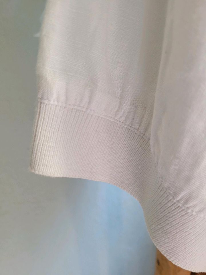 Weiß  Leinen T-Shirt mit Applikation Perlen Gr L Rennauto in Marl