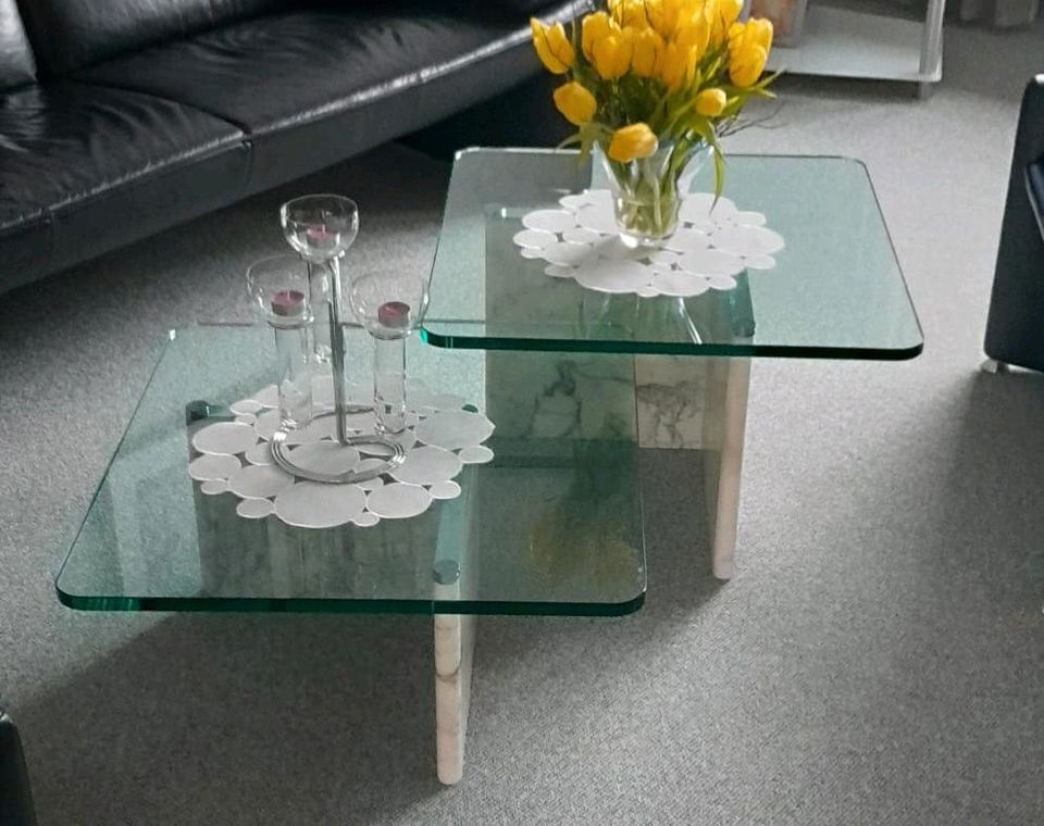 Toller 2er Couchtisch Glas+Marmor Topzustand in Dülmen