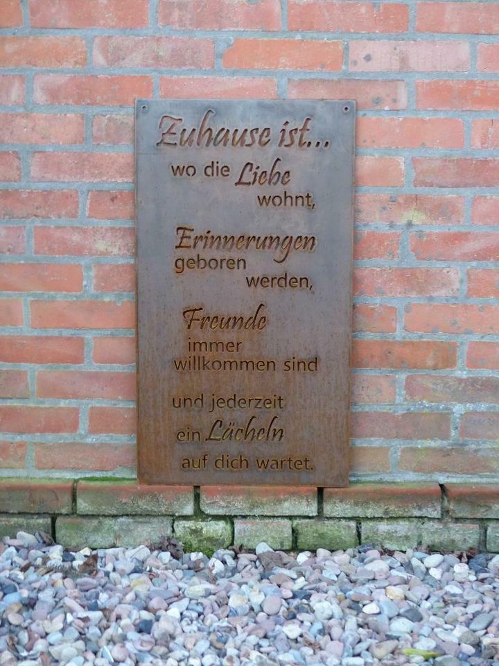 Spruchtafel, Stahl Edelrost Familie Zuhause in Asendorf (bei Bruchhausen-Vilsen)