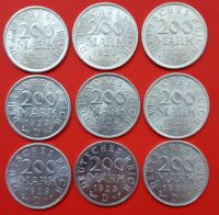 9 Alte Münzen aus Weimarer Republik 9x 200 Mark 1923(D) - München Berlin - Hellersdorf Vorschau