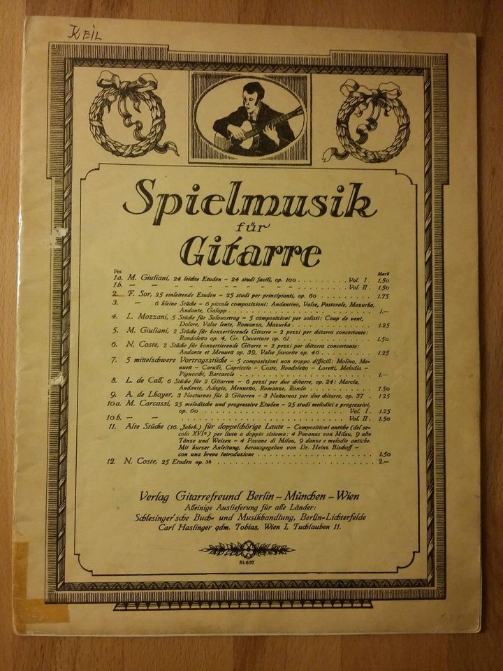 Gitarrennoten Spielmusik für Gitarre F. Sor 25 Etuden in Sinsheim