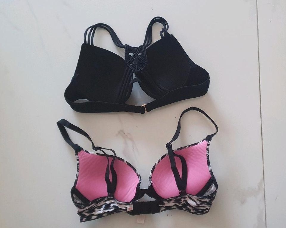 Victoria's Secret Pink Push Up BH 32A Bikini 34A schwarz weiß in