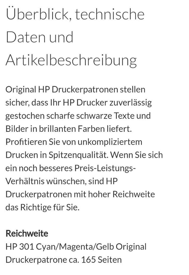 Original HP 301 Tintenpatrone Tri mehrere Farben in Bayern - Markt  Rettenbach | Drucker & Scanner gebraucht kaufen | eBay Kleinanzeigen ist  jetzt Kleinanzeigen
