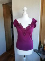 Heine Top Shirt 38 M S lila bordeaux Pailletten Petlrn Spitze Thüringen - Meiningen Vorschau