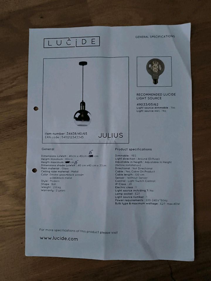 Lucide JULIUS - Pendelleuchten - Ø 40 cm in Hamburg
