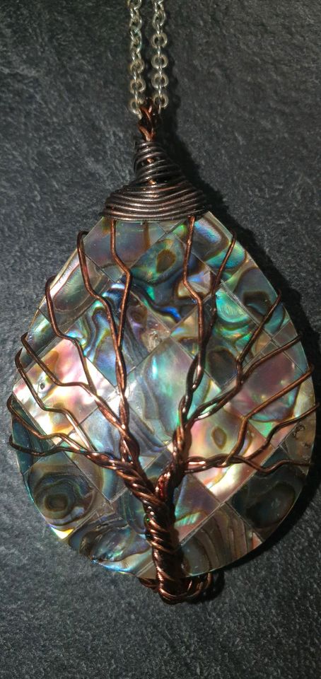 ABALONE MUSCHEL ANHÄNGER MIT 925 Sterling Silber Kette 65cm in Aurich