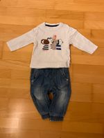 Set aus weißem Oberteil Tiere und Jeans Obaibi und Topomini in 74 Nürnberg (Mittelfr) - Nordstadt Vorschau