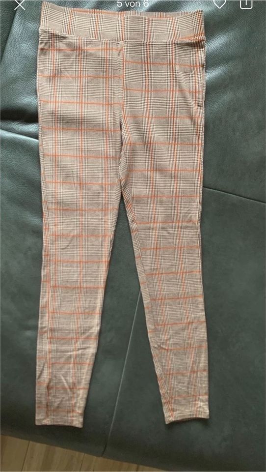 Leggings NEU Gr. M Amisu beige orange kariert Karomuster in Cham