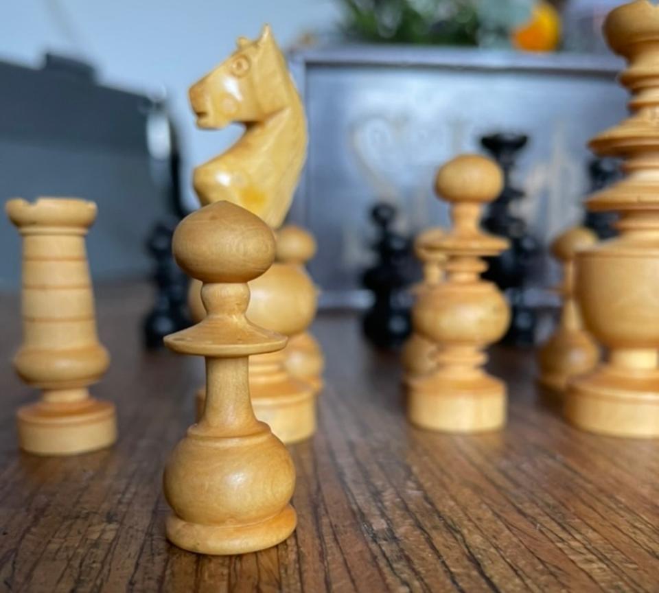 Schachfiguren Regency antik Vintage Holz alt Schachtel in Stuttgart