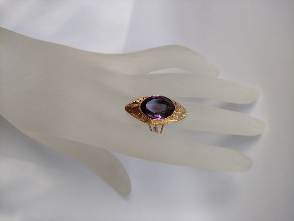 Riesiger Vintage russischer Alexandrit Ring 583 Gold (585) in Reinstorf