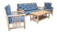 Teak Gartenmöbel Loungegarnitur 2x Sessel, Bank, Tisch + Auflagen Niedersachsen - Soltau Vorschau