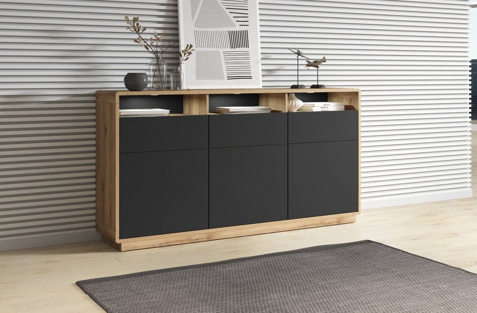 Sideboard Kommode Vitrine + Einlegebodenkanten + Soft Close in Freudenberg