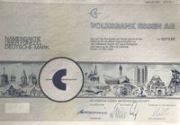 Volksbank Essen AG Namensaktie Mai 1988 WKN 811760 hist. Aktie Essen - Essen-Borbeck Vorschau