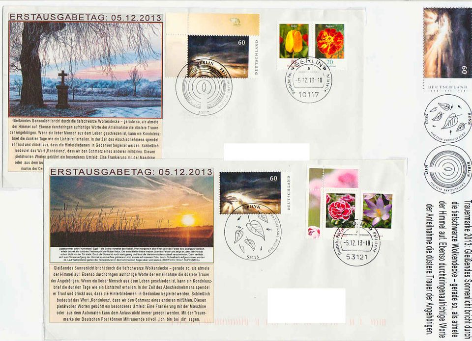 PRIVATE ERSTTAGSBRIEFE 2013 MIT BRIEFMARKEN  DER DEUTSCHEN POST in Schwalbach