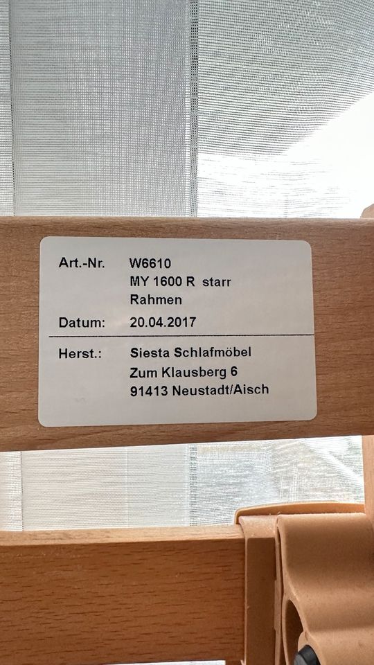 MY Rummel 1600 R starr 80x200 Rahmen Lattenrost (160x200) in Hanau