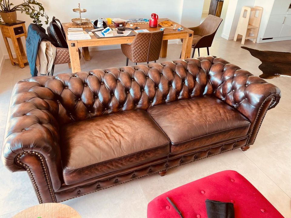Braun leder sofa in vintage look von höfffner/ Coburg in Coburg