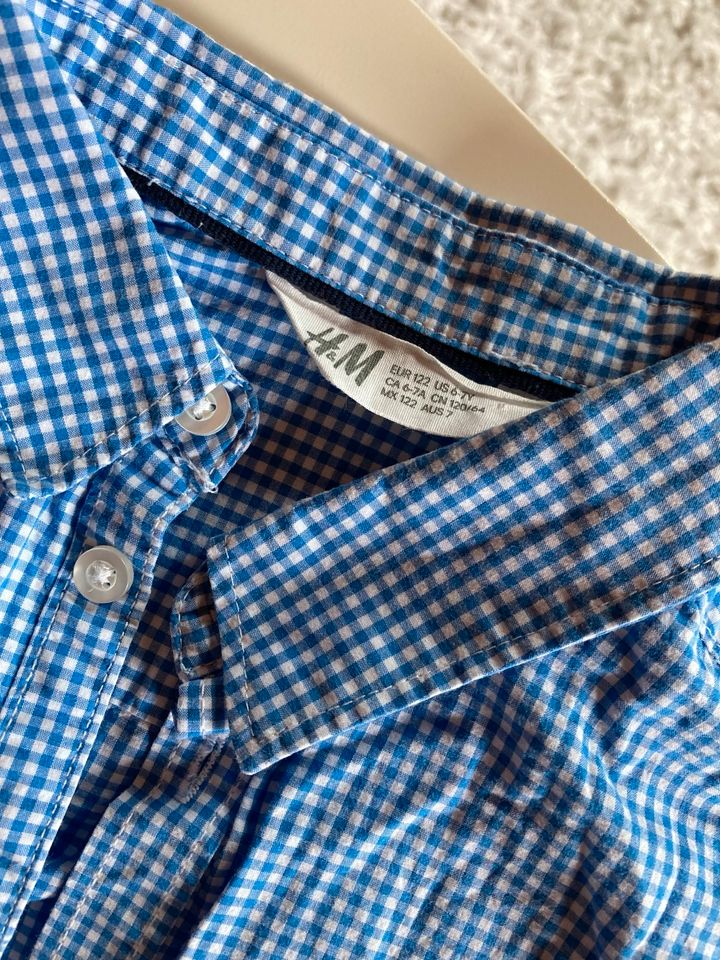 Zwei Hemden 122 weiß blau C&A H&M Hemd kariert Muster in Apolda