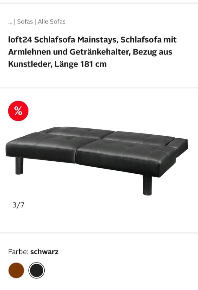 Schlafsofa Mainstays mit Armlehnen und Getränkehelter in Hannover