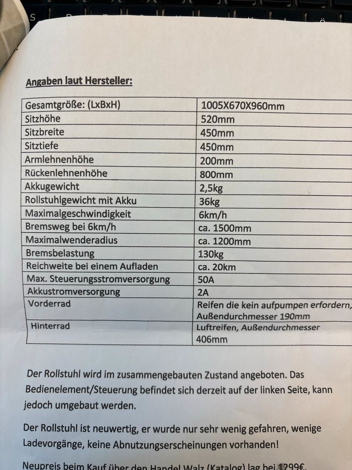 Elektrischer Rollstuhl in Lippstadt