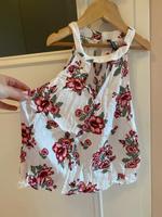 Bluse Blumen rot Neckholder Halterneck Keyhole rückenfrei Baden-Württemberg - Heidelberg Vorschau