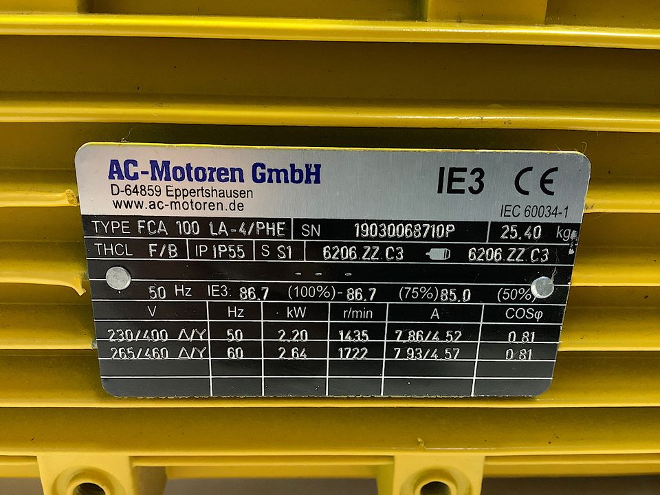 AC-Motoren FCA100LA-4/PHE Asynchronmotor 2,2kW 1435r/min 7,86A in Korschenbroich