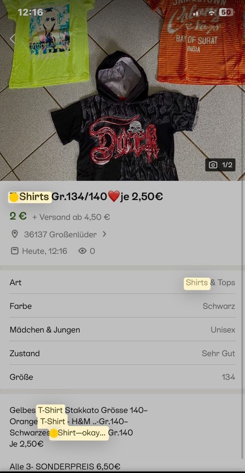 T -Shirts Gr.134-158…ab 1€ in Großenlüder