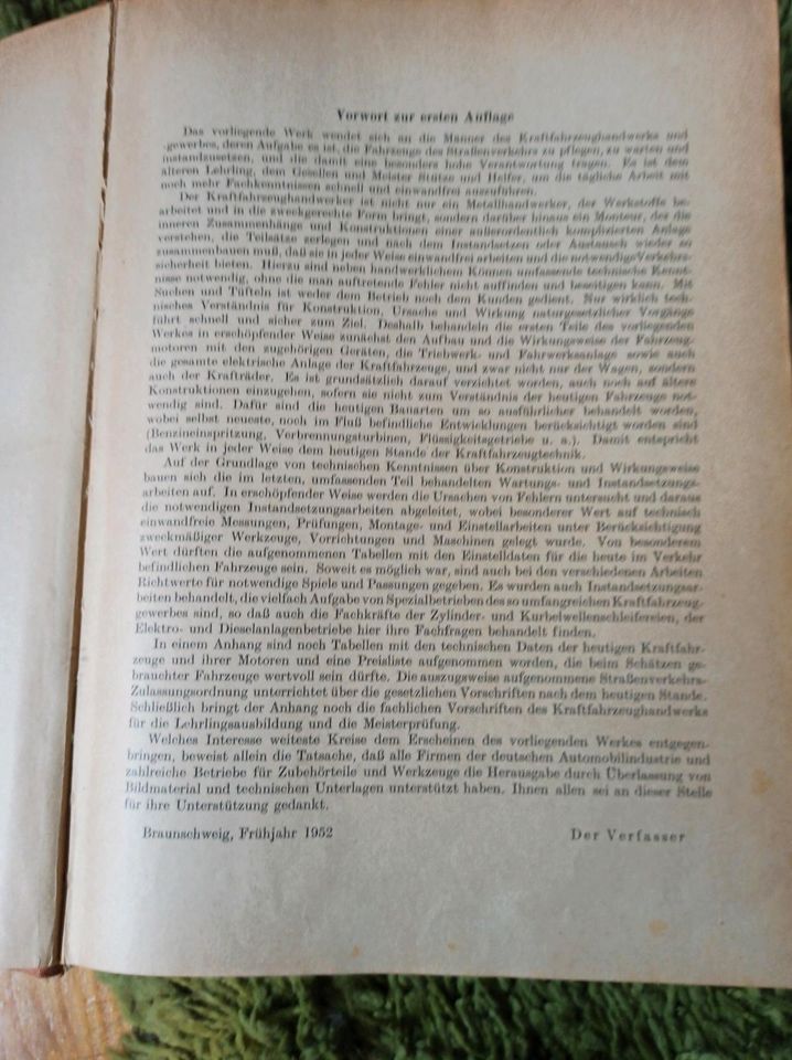 Trzebiatowsky Die Kraftfahrzeuge und Ihre Instandhaltung 1952 in Göttingen