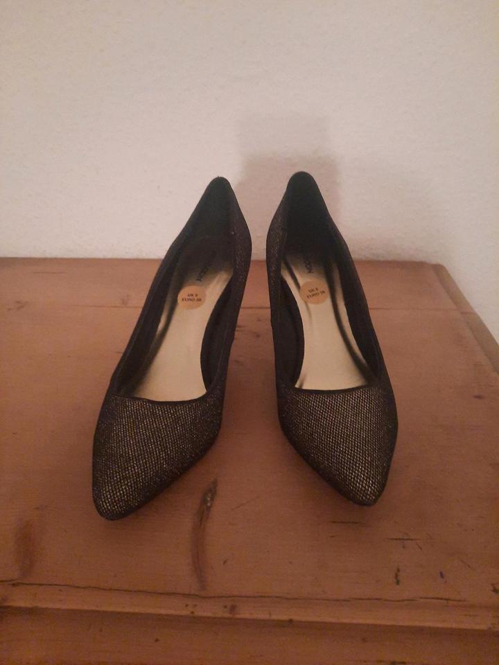 Pumps, Glitzer, Gold-Schwarz, Abendschuh, Silvester, Weihnachten in Bad Homburg