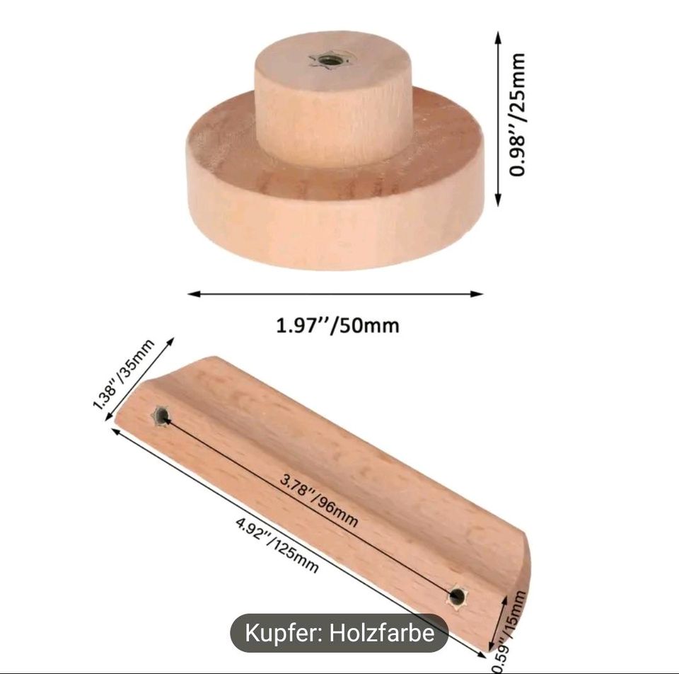 10 Möbelgriff Holz Holzgriff 96 mm 12.5 cm Schrankgriff Knopf NEU in Roth