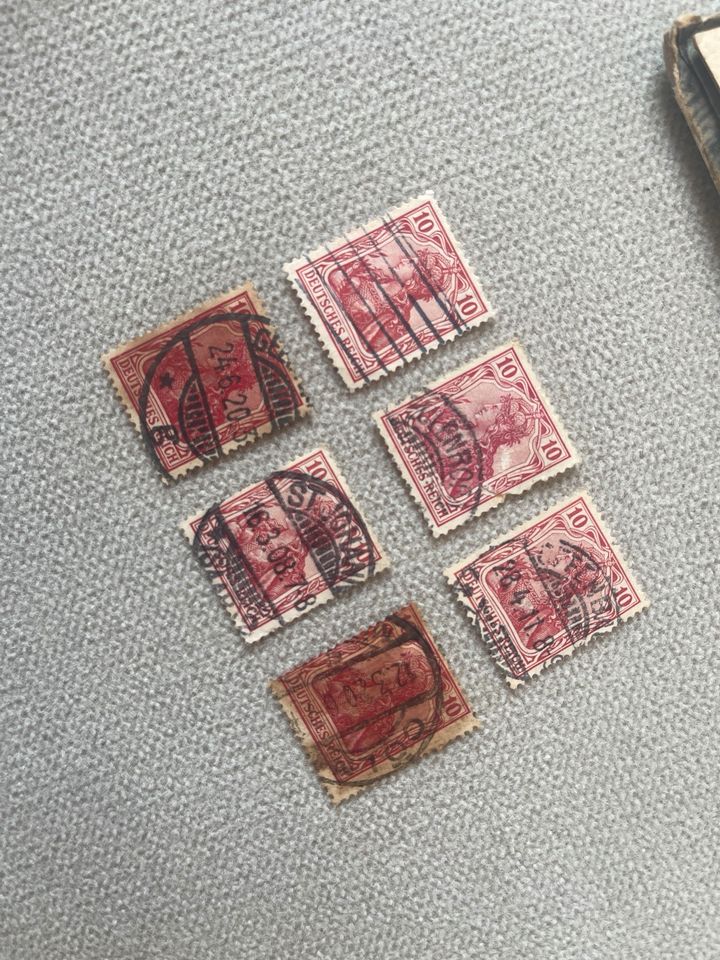 Briefmarke DEUTSCHES REICH, Germania 10 Pfennig, Gestempelt in Krefeld