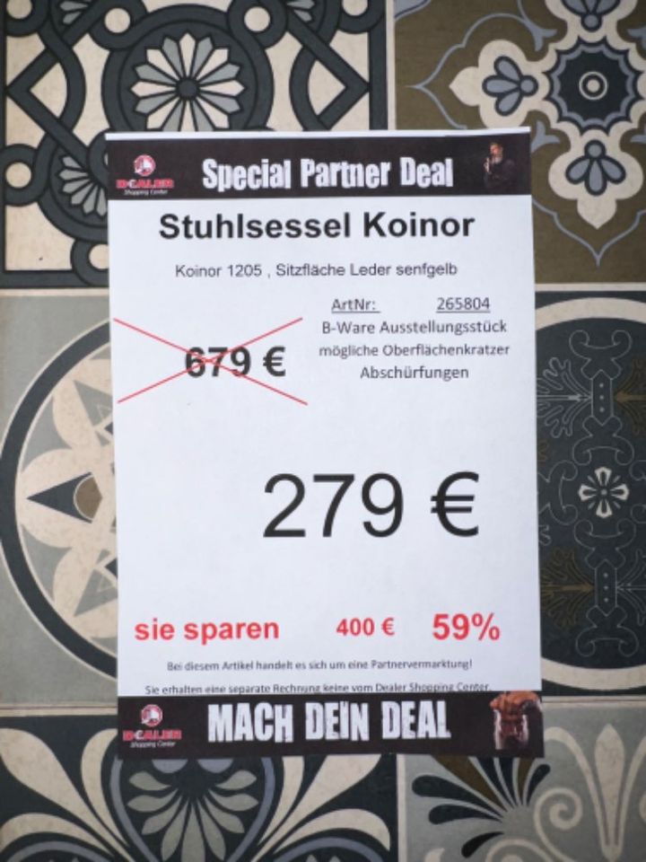 Stuhlsessel / Senfgelb / Sessel / Leder statt 679,-€ in Zeitz
