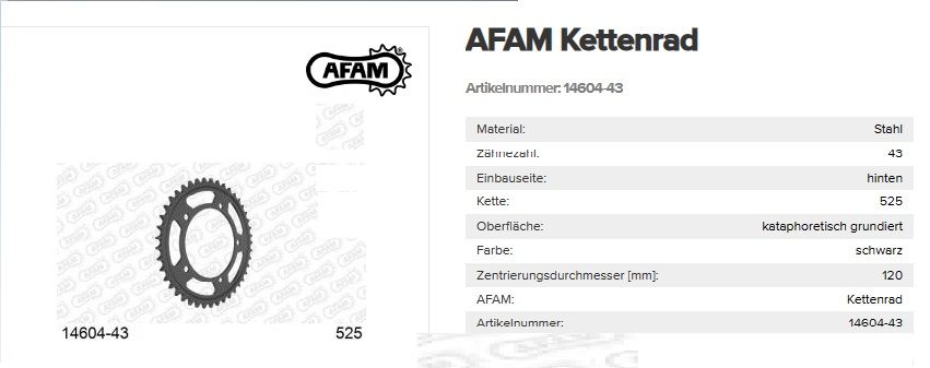 AFAM Kettenrad 14604-43 div. Kawasaki , Suzuki und Triumph in Saarbrücken