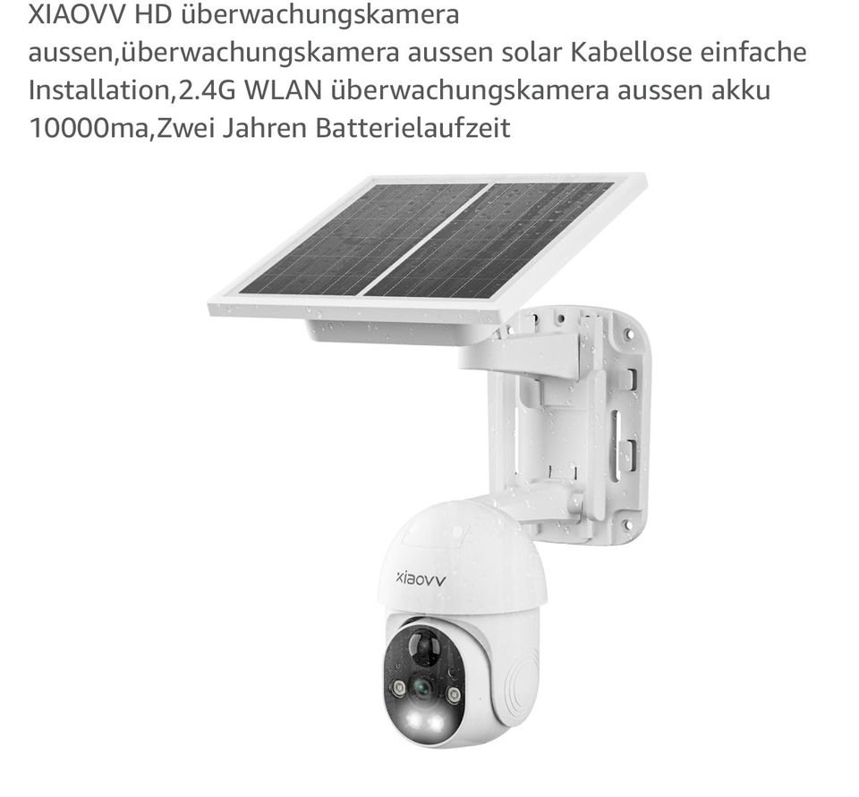 XIAOVV HD Outdoor-Überwachungskamera mit Solar / WiFi in Wadersloh