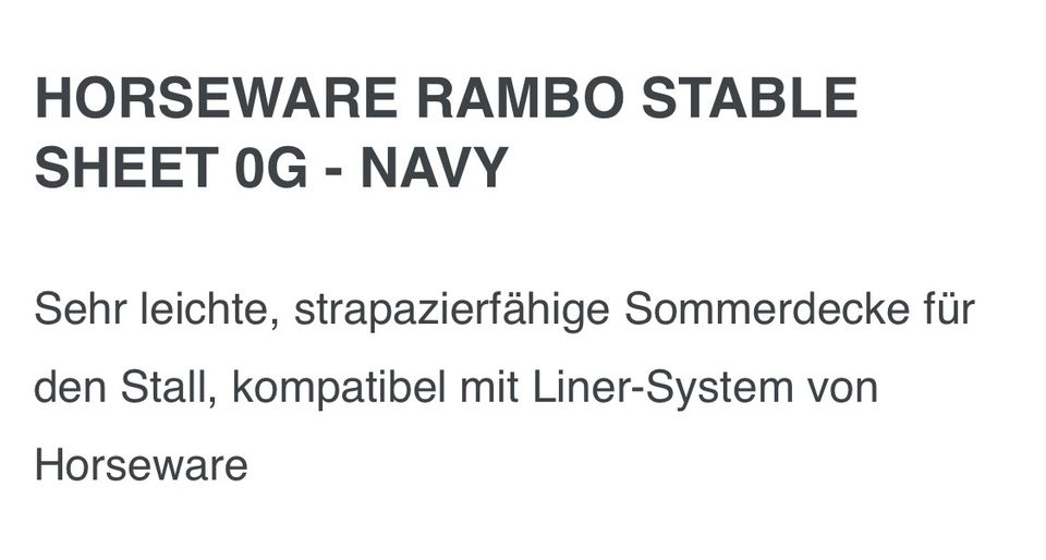 Horseware Rambo Summer Sheet 100 cm Sommerdecke in Kitzingen