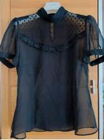 H&M Tüll Bluse Stehkragen Gr.42 44 Schwarz Durchsichtig Bayern - Augsburg Vorschau