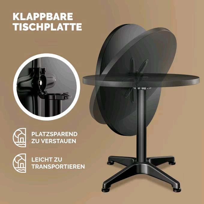 Stehtisch 2er-Set Schwarz Alu Ø60cm klappbar, höhenverstellbar in Blieskastel