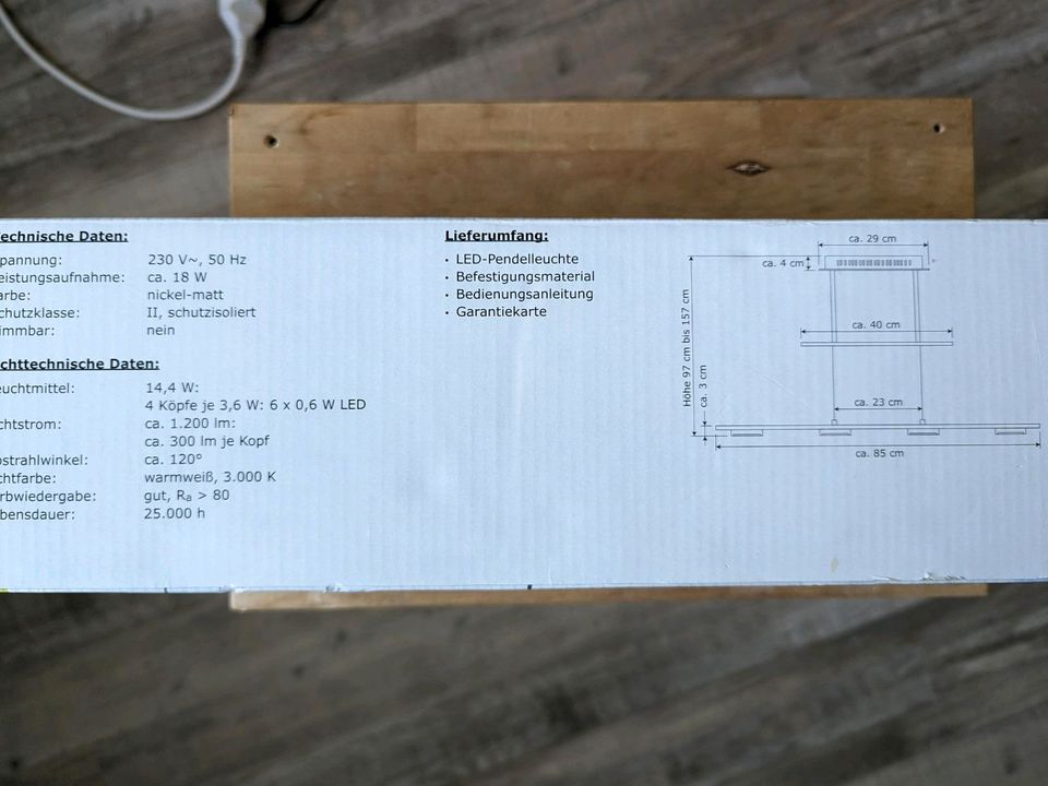 LED Pendelleuchte Warmweiß 4x 4,5 Watt Silbermatt in Drage