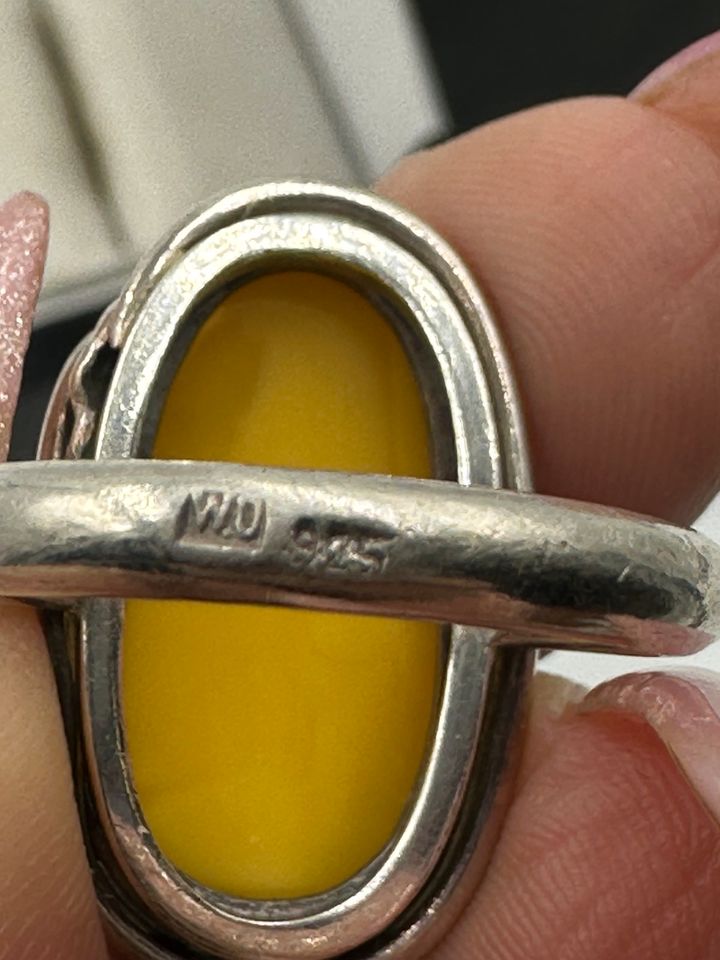 Vintage Design Ring mit Bernstein Butterscotch Amber Silber 925 in Berlin