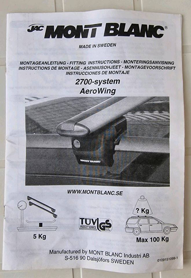 Neu! Vom Marke Mont Blanc,AEROWING Komplett Träger für Dachreling in Hanau