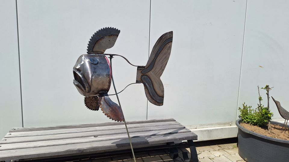 Metall Fisch Kunst Deko Garten Geschenk Teich Einzelstück in Wartenberg