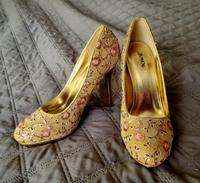 JUMEX High Heels Pumps Gold Strasssteine bestickt - Plateau Gr 38 Bonn - Nordstadt  Vorschau