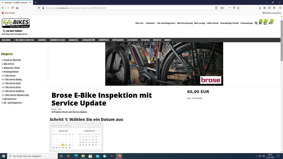Brose E-Bike Inspektion Service Update Kapazitätstest Abholung in Bottrop
