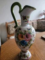 Alte Steingut Vase, Krug, 34 cm hoch, Blumenmuster Bayern - Merching Vorschau