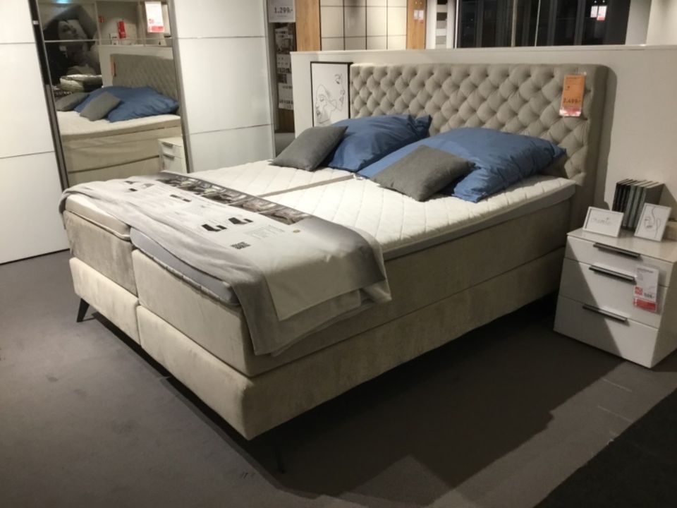 VISIONNIGHT BOXSPRINGBETT 180X200CM BEIGE SAMT in Karlsruhe