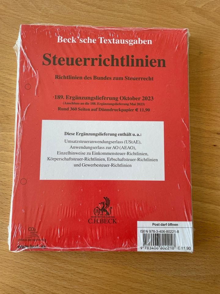 Beck Steuerrichtlinien 189. Ergänzungslieferung Oktober 2023 in Rimsting